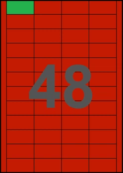47×24,75мм КРАСНАЯ Самоклеящаяся бумага А4, 48 Этикеток на листе, Упаковка 100 листов