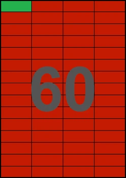 52,5×19,8мм КРАСНАЯ Самоклеящаяся бумага А4, 60 Этикеток на листе, Упаковка 100 листов