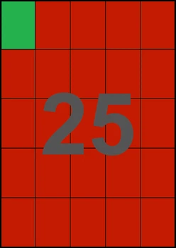 42×59,4мм КРАСНАЯ Самоклеящаяся бумага А4, 25 Этикеток на листе, Упаковка 100 листов
