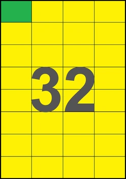 52,5×37,12мм ЖЕЛТАЯ Самоклеящаяся бумага А4, 32 Этикетки на листе, Упаковка 100 листов