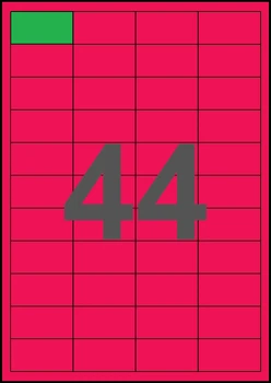 48,5×25,44мм МАЛИНОВАЯ Самоклеящаяся бумага А4, 44 Этикетки на листе, Упаковка 100 листов