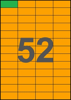52,5×22,8мм ОРАНЖЕВАЯ Самоклеящаяся бумага А4, 52 Этикетки на листе, Упаковка 100 листов