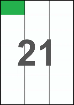 70×42,4мм Самоклеящаяся бумага А4, 21 Этикетка на листе, Упаковка 100 листов