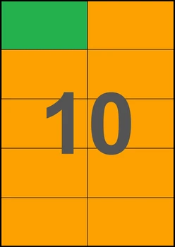 105×59,4мм ОРАНЖЕВАЯ Самоклеящаяся бумага А4, 10 Этикеток на листе, Упаковка 100 листов