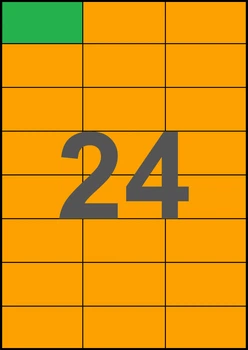70×37,12мм ОРАНЖЕВАЯ Самоклеящаяся бумага А4, 24 Этикетки на листе, Упаковка 100 листов