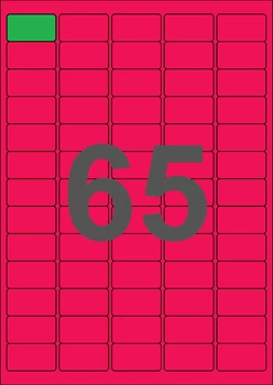 38×21,2мм МАЛИНОВАЯ Самоклеящаяся бумага А4, 65 Этикеток на листе, Упаковка 100 листов