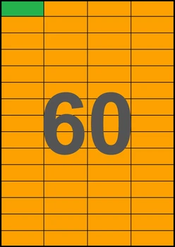52,5×19,8мм ОРАНЖЕВАЯ Самоклеящаяся бумага А4, 60 Этикеток на листе, Упаковка 100 листов
