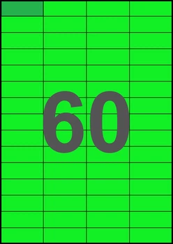 52,5×19,8мм ЗЕЛЕНАЯ Самоклеящаяся бумага А4, 60 Этикеток на листе, Упаковка 100 листов