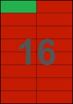 105×37мм КРАСНАЯ Самоклеящаяся бумага А4, 16 Этикеток на листе, Упаковка 100 листов