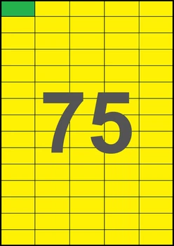 42×19,8мм ЖЕЛТАЯ Самоклеящаяся бумага А4, 75 Этикеток на листе, Упаковка 100 листов