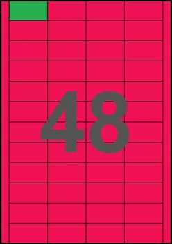 47×24,75мм МАЛИНОВАЯ Самоклеящаяся бумага А4, 48 Этикеток на листе, Упаковка 100 листов
