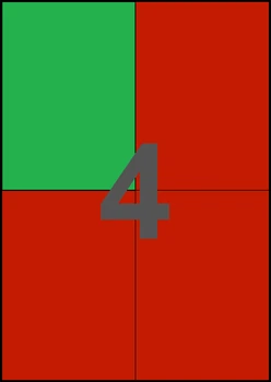 105×148,5мм КРАСНАЯ Самоклеящаяся бумага А4, 4 Этикетки на листе, Упаковка 100 листов