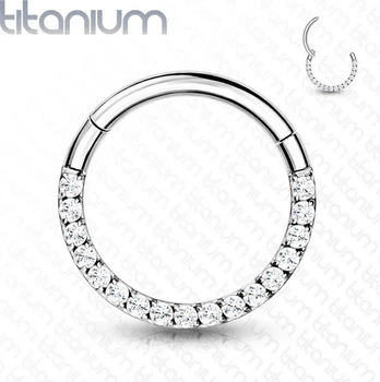 Кольцо кликер из титана Spikes RHT42-1610-C для пирсинга септума, трагуса, хеликса, брови (1,2мм, 10мм)