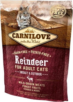Сухий корм для кішок Carnilove Cat Raindeer Energy & Outdoor з олениною та диким кабаном