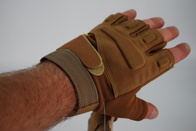 Тактичні рукавички без пальців з гумовими накладками 9062_ХL_Beige