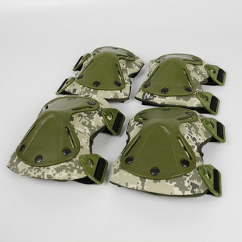 Комплект наколенники + налокотники с быстрым сбросом тактические для армии UA24 Пиксельный камуфляж