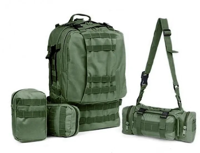 Військовий рюкзак, тактичний 55 л, з підсумками, олива