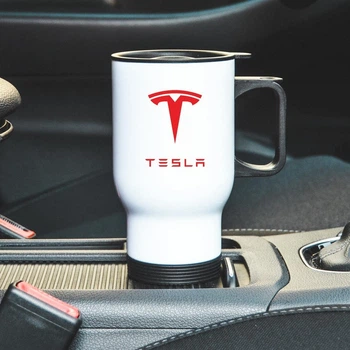 Термокружка автомобильная с логотипом Tesla 450 мл