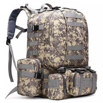 Військовий рюкзак, тактичний 55 л, з підсумками, пиксель