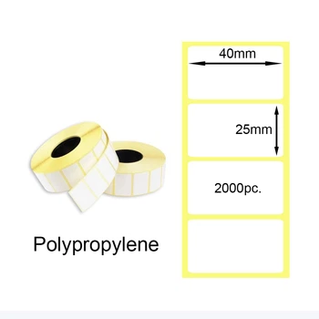 Этикетка полипропиленовая 40x25mm 2000pc. Polypropylene Thermal Transfer Labels
