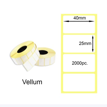 Полуглянецевая этикетка 40x25mm 2000pc. (Vellum Labels)