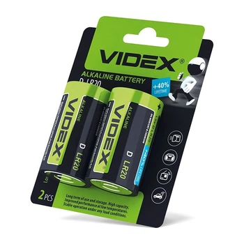 Батарейка лужна Videx LR2O/D 1шт BLISTER CARD