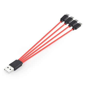 Кабель-спліттер живлення USB Soshine AM-4xTypeC, 0.2m, 2.4A, Red, 4 вихіда