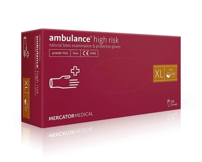 Рукавички сині Ambulance High Risk латекс підвищеної міцності XL 50 шт (25 пар) RD10178005