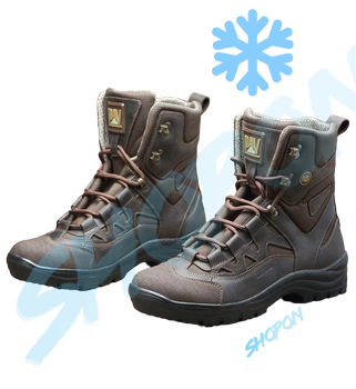 Берці зимові черевики тактичні чоловічі, туфлі тактичні чоловічі берці зимові, натуральна шкіра, розмір 46, Bounce ar. SF-UJ-2146, колір коричневий