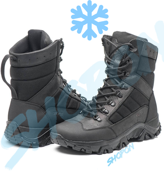 Берці зимові черевики тактичні чоловічі, туфлі тактичні чоловічі берці зимові, натуральна шкіра, розмір 45, Bounce ar. BM-PT-2045, колір чорний