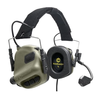 Тактичні активні навушники Earmor M32 mod3 для стрільби, захисні з мікрофоном від Оpsmen - Зелені