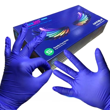Перчатки нитриловые Care 365 размер S синие 100 шт (00224)