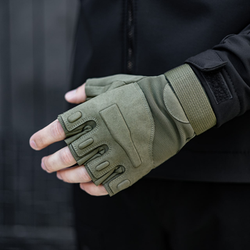Тактичні рукавиці безпалі з накладкою uwest хакі Розмір XL