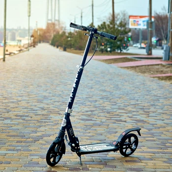 Складаний самокат з ручним гальмом з підніжкою SPORT KIDS 2598 Чорний