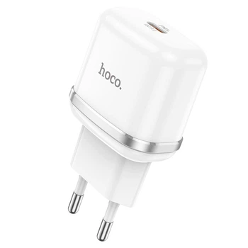 Сетевое зарядное устройство HOCO N24 Type-C, 20W, 3A, QC/PD адаптер с быстрой зарядкой white