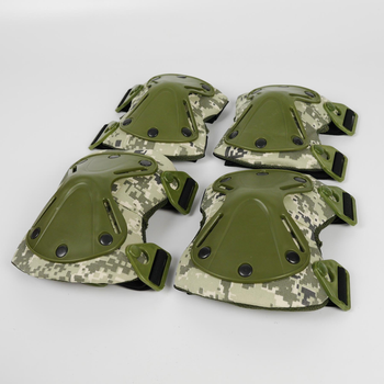 Универсальный военный Комплект наколенники + налокотники тактические для армии ЗСУ, защитный ударопрочный быстросъемный набор Камуфляж пиксель