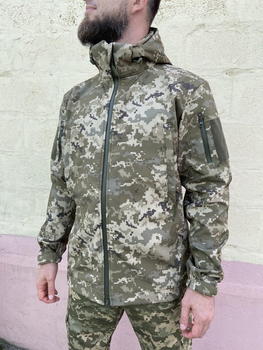 Військова тактична куртка Софт Шелл Хакі Піксель 58 (4XL)