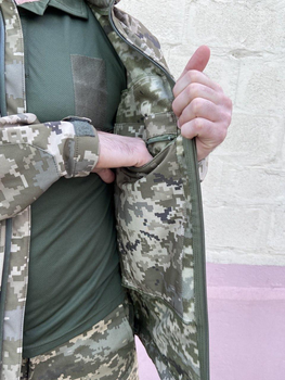 Військова тактична куртка Софт Шелл Хакі Піксель 52 (XL)