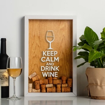 Рамка для винных пробок "Keep calm" BeriDari (BD-VIN-01) white-brown