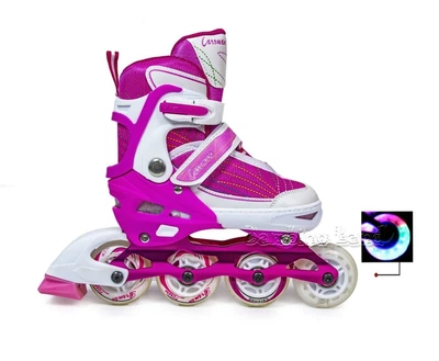 Ролики дитячі розсувні Caroman Sport PINK розмір 27-31 Рожеве переднє колесо світиться