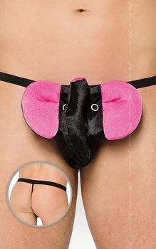 Веселые трусы-стринги в форме слона с большими ушами Softline Thong 4445 S/M/L Черные