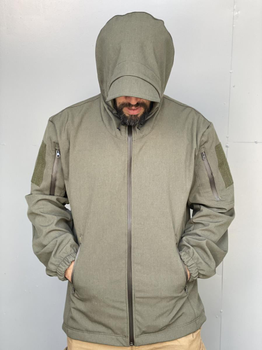Куртка мужская тактическая военная с липучками под шевроны Soft Shell ВСУ (ЗСУ) 8172 M 48 размер оливковая