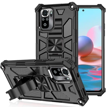 Чехол Shockproof Shield для Xiaomi Redmi Note 10 Pro бампер противоударный с подставкой Black