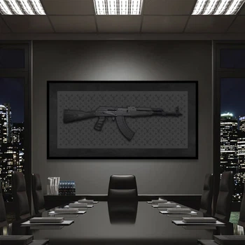 Картина Холстович AK-47 30х60 см. Картина для офісу, вітальні, спальні, інтер'єру, подарунок чоловікові на день народження