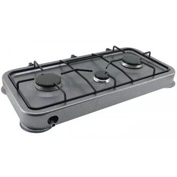 Плита настольная газовая на 3 конфорки, таганок Domotec MS-6603 Black