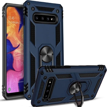 Чехол Shield для Samsung Galaxy S10 / G973 бампер противоударный с подставкой Dark-Blue