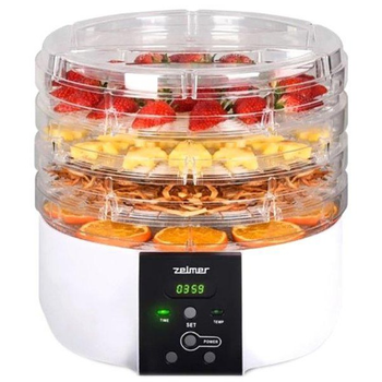 Сушилка для овощей и фруктов мяса рыбы электрическая Zelmer ZFD 1005 520 Вт 4 секции ЖК дисплей таймер автоотключение дегидратор белая