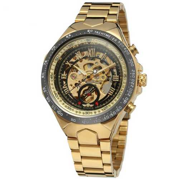 Наручные часы AlexMosh мужские Winner Gold-Black-Black Red Cristal (1048)