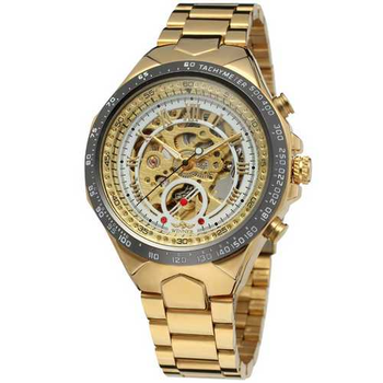 Наручные часы AlexMosh мужские Winner Gold-Black-White Red Cristal (1046)