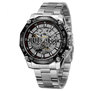 Наручные часы AlexMosh мужские Winner Big Diamonds Silver (1041)